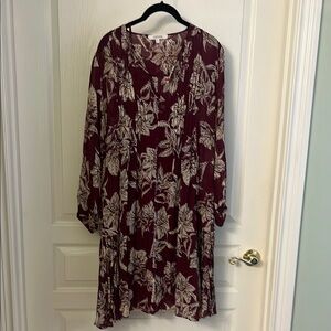 Dorothee Schumacher Floral Burgundy Dress with fringe detail